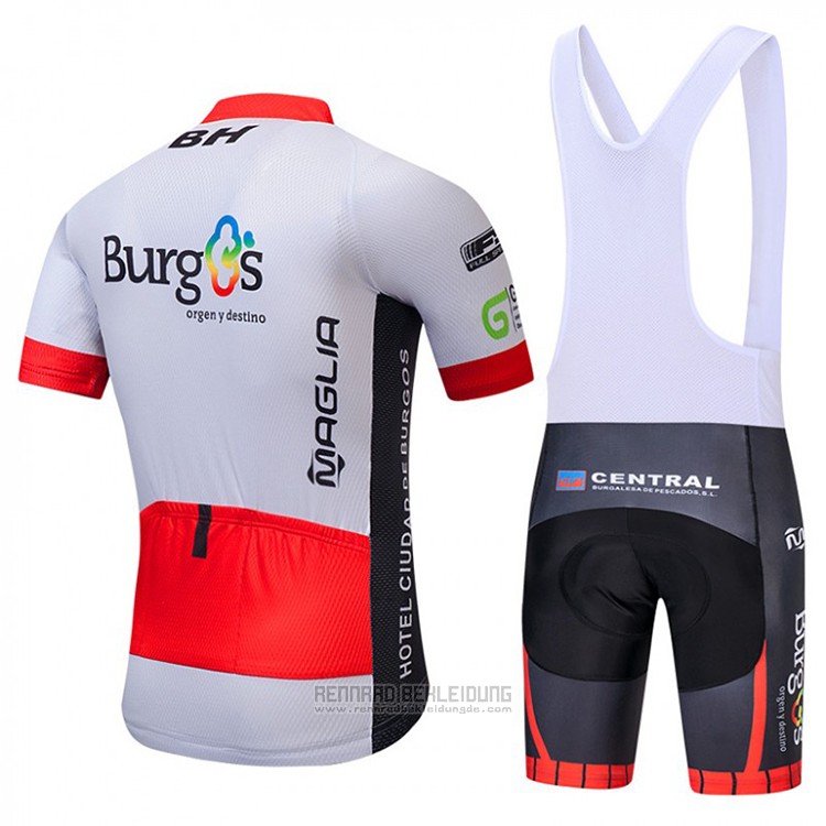 2018 Fahrradbekleidung Burgos BH Wei und Rot Trikot Kurzarm und Tragerhose